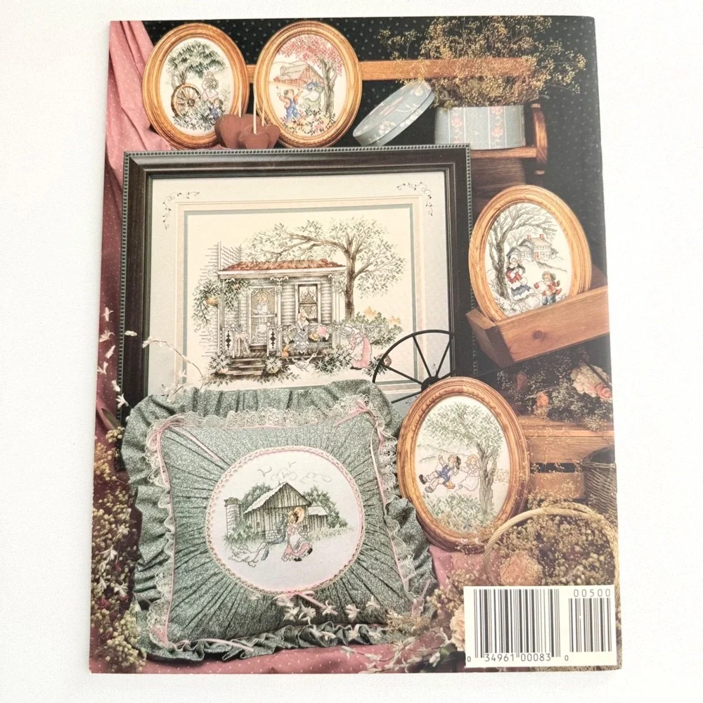 Lot of 3 Vintage Cross Stitch Pattern‎ Books Village Sampler Country Folk Art